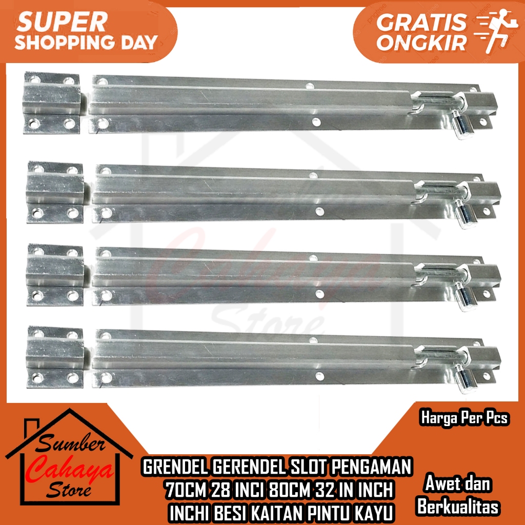 Grelio Grendel Gerendel Kunci Tempel Pintu Lawang Gembok Panjang Slot Pengaman Inch Inchi Besi Kaita