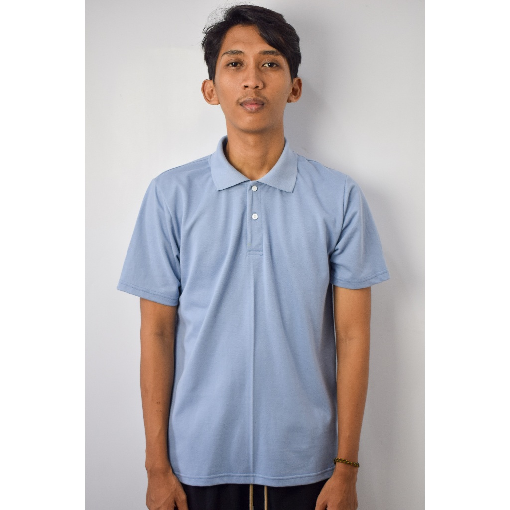 Riparian polo shirt dusty blue unisex