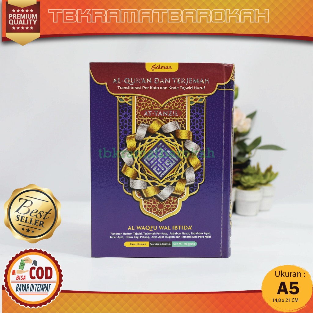 Al Quran  At Tanzil Terjemah Perkata Latin Per kata A5, Waqaf Ibtida' Alquran Sedang Hard Cover