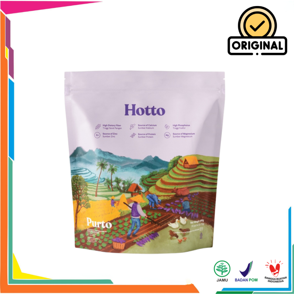

Hotto Purto Multigrain Oat With Purple Potato Sereal Ubi Ungu 1 Pouch Isi 16 Sachet