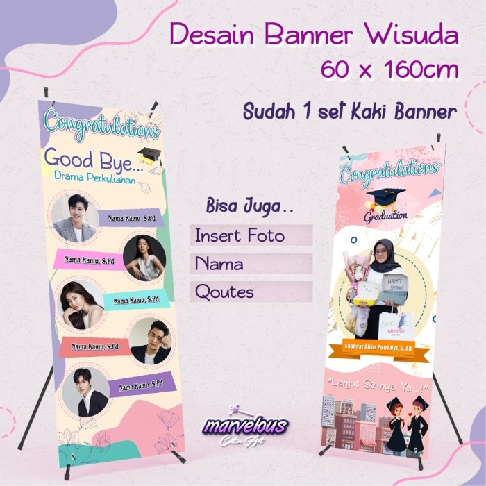 X banner custom Desain wisuda / umkm / event / pernikahan Dll Exspress