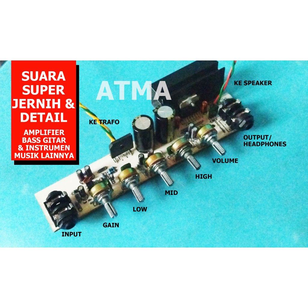 Kit Bass Gitar Amplifier 100 Watt Kualitas Suara Super Jernih Low Mid High Detail Bisa Untuk Alat Mu
