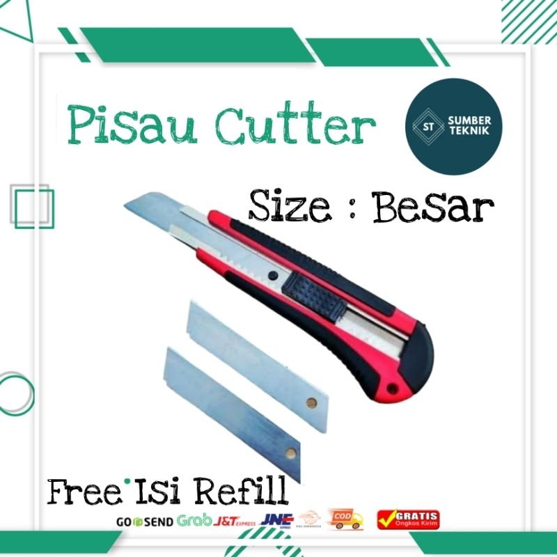 

A&Z Pisau Cutter Kater Ukuran Besar 18 mm Gagang Karet Pisau Kater