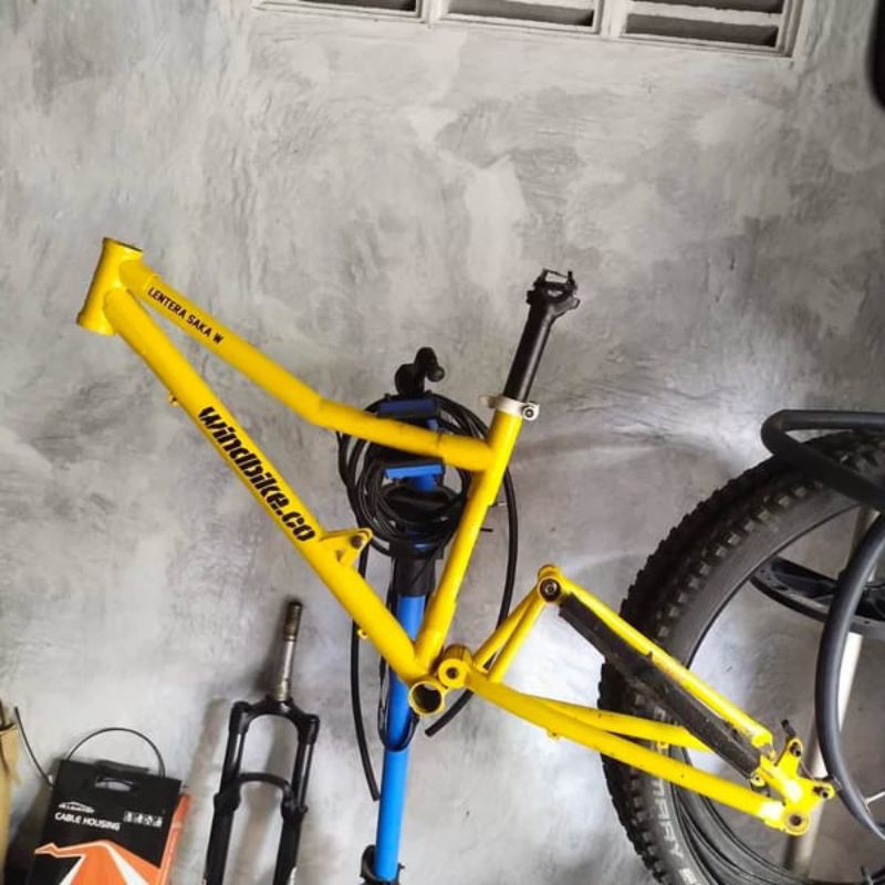 Frame Fullsus BABAH BIKES Junior 24" 24 in Chromoly All Mountain Enduro MTB  tanpa rearshock T140 T1