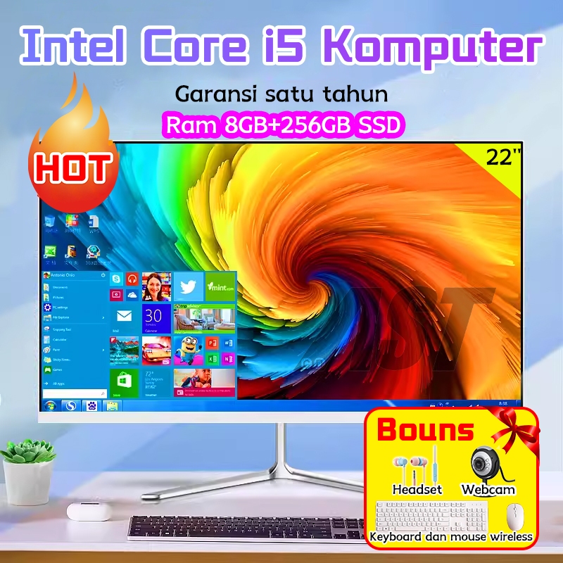 AST Komputer all-in-one PC core i5/i7,pc baru,22''/24'',Ram 8G+512GB SSD,gaming Windows 10+office-22