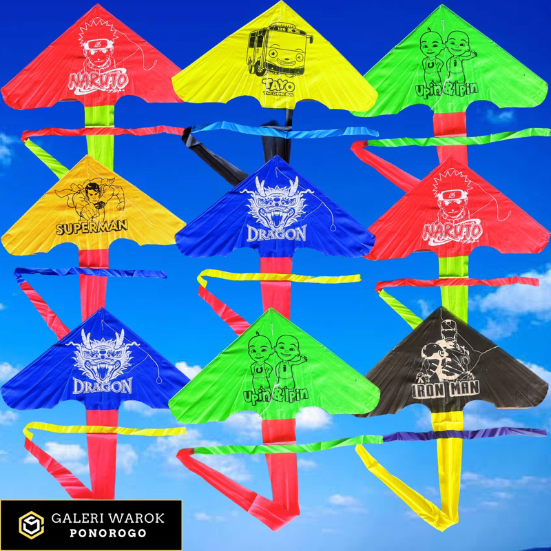 [TERMURAH] Layangan Kain Parasit Motif Superhero dan Kartun. Mudah Dibawa Bisa Dilipat (kode:prs1)