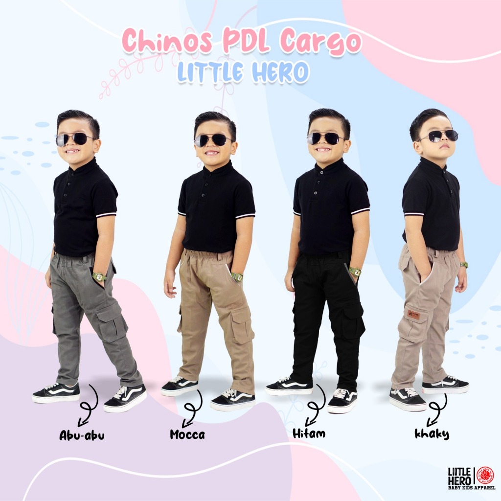 Chinos PDL Cargo celana panjang anak laki-laki