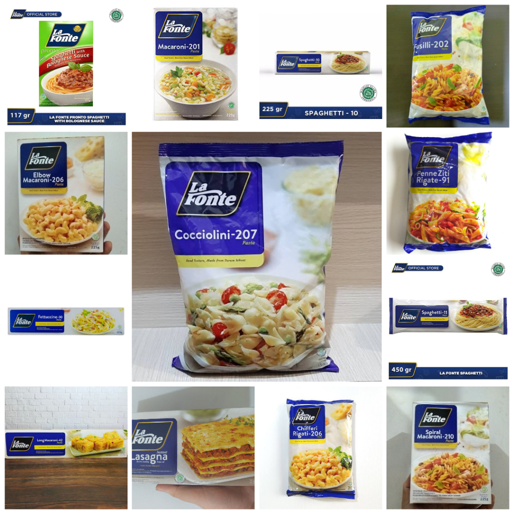 

La Fonte Pasta Varian Coccolioni 207 / Spaghetti 11 Mie Spageti Mi Lidi Kering / Penne Ziti Rigate 91 / Fusilli 202 / Chifferi Rigati 206 Lafonte Halal Ready New Stock Pekanbaru Riau Indonesia Gratis Free Bebas Ongkir COD Bayar Ditempat Ojek Gosend Grab