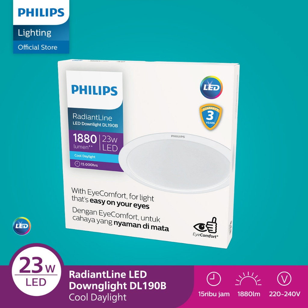 Philips Lampu Radiantline Downlight DL190B D200 23W 65K Putih