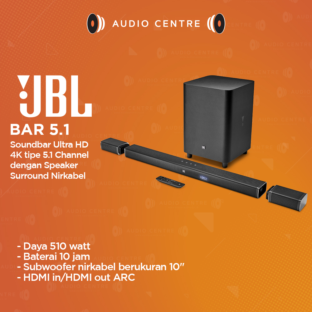 JBL Cinema Bar 5.1 4K Ultra HD Soundbar Speaker System 5.1 Channel JBL