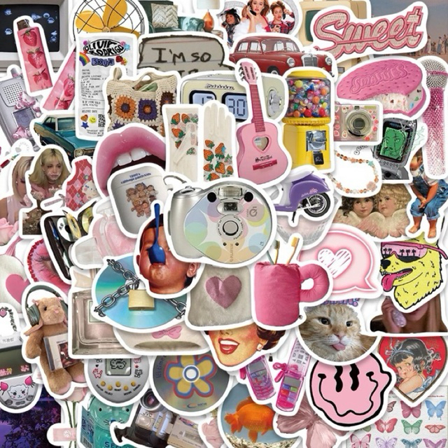 

50pcs Sticker Stiker Y2K Ins Pink Girls Vinyl Waterproof