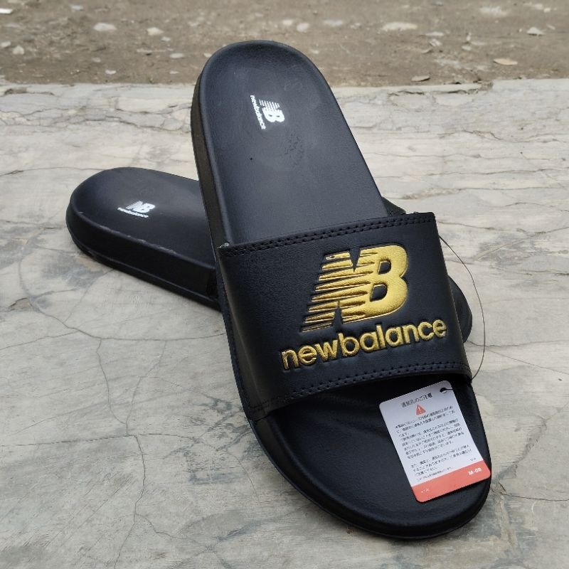 Sandal new balance slide big size jumbo black gold