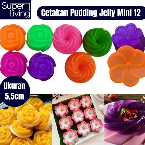 Cetakan Pudding Jelly Bolu Mini Twister Mawar Jasmine 12Pcs