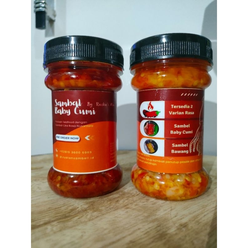 

Sambal Baby Cumi 150gr/btl gratis Sambal Bawang 150gr