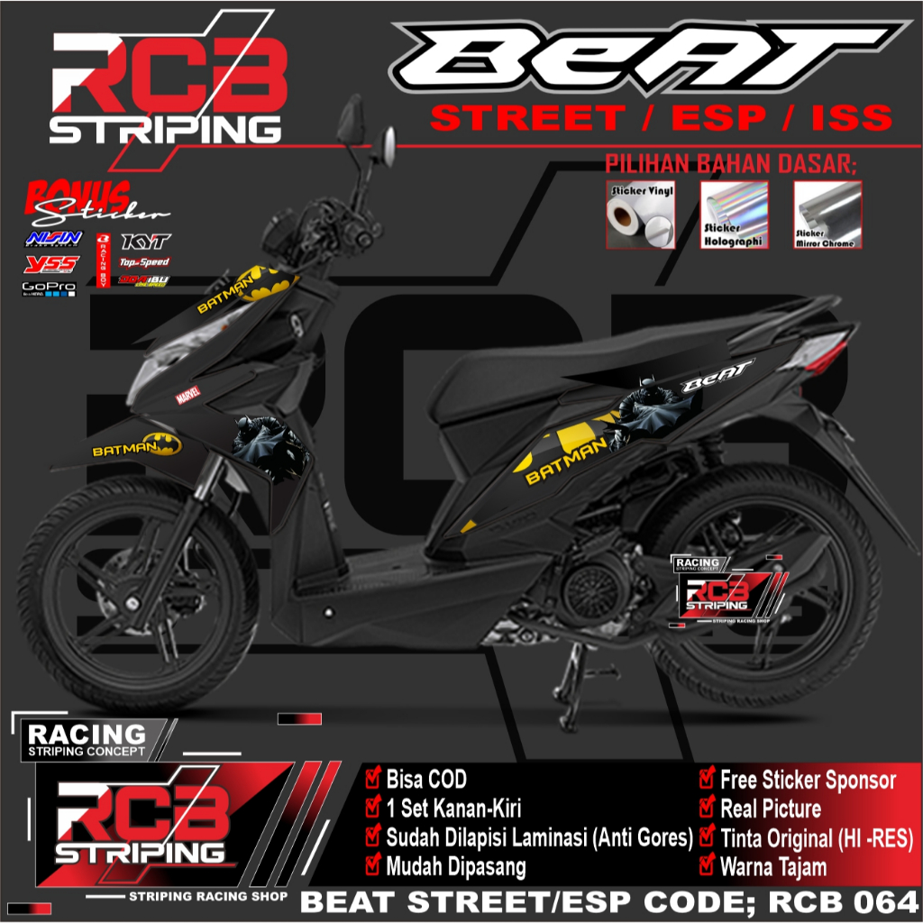 Stiker striping variasi honda beat esp STRIPING BEAT ESP VARIASI BATMAN RCB 064