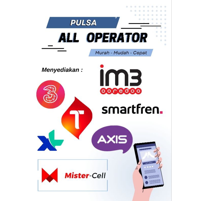 pulsa All operator 5rb, 10rb, 15rb, 20rb,25rb Telkomsel/simpati, Indosat/im3, Axis, XL, smartfren, T