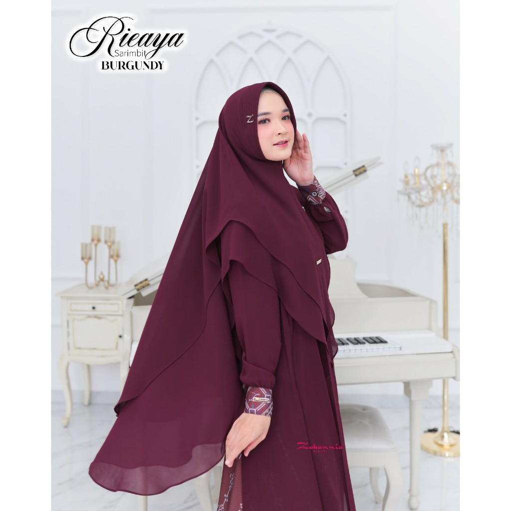 gamis syari muslimah dewasa rieaya dress pashmina khimar zabannia sarimbit couple terbaru