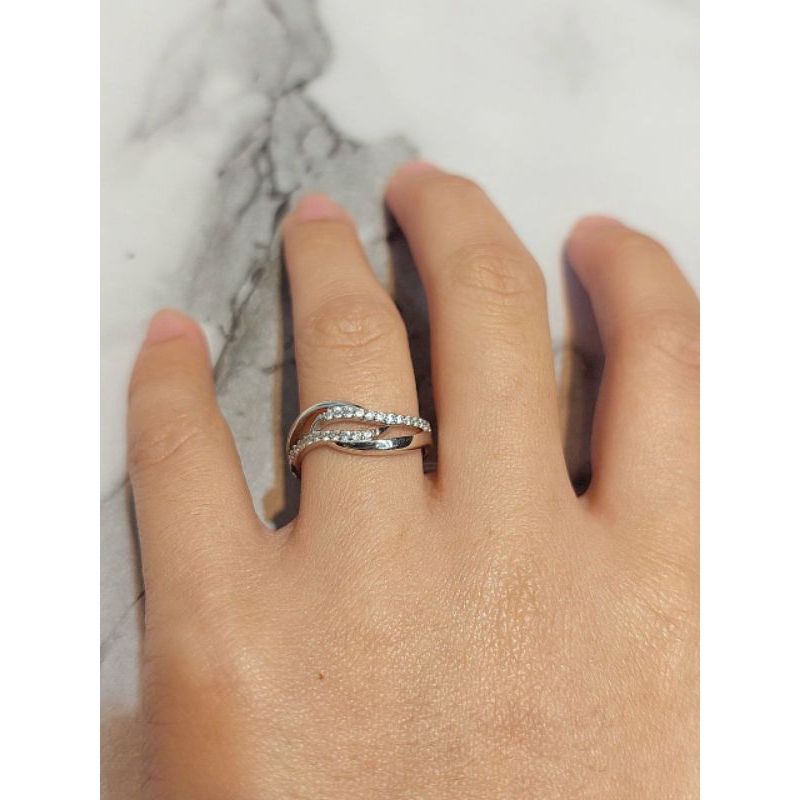 Cincin Emas Putih Zircon Size 14 1.81 Gram 17K 750 (CH214)