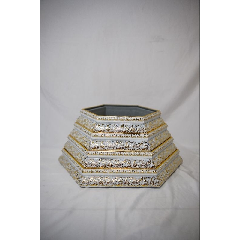 Frame kotak hantaran/Hexagonal/ seserahan 1 set isi 4box (box fiber tanpa akrilik/mika) Silver Gold 