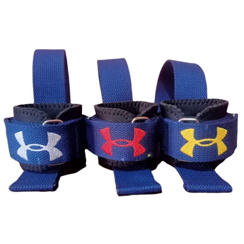 promo murah power strap gym fitness ua bordir waena navy alat angkat beban