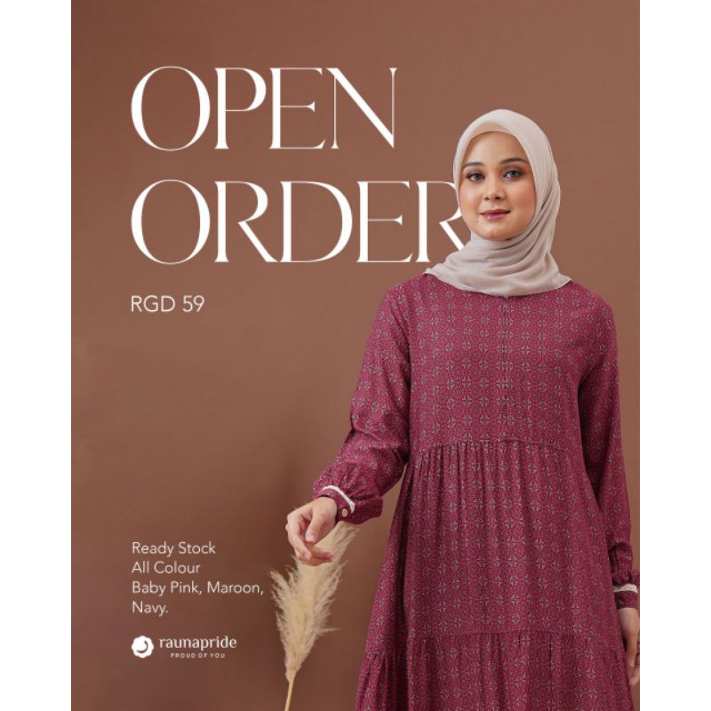 ❤️pusatgamis_jatim❤️GAMIS WANITA DEWASA RGD 55 BY RAUNA PRIDE WARNA MAROON