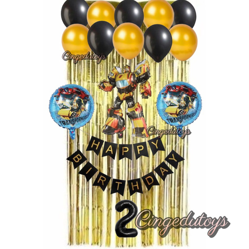 Paket simple hemat karakter anak transformer bumblebee dekorasi ulang tahun SHK