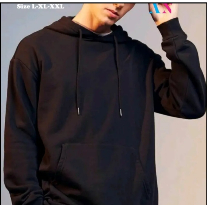 Hoodie Polos Black Tebal Premium