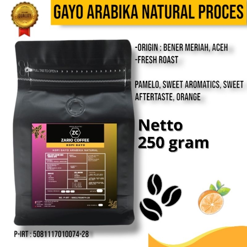 

KOPI ARABIKA GAYO NATURAL 250 GRAM