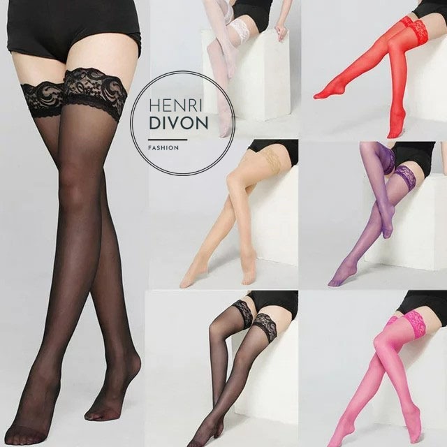Stocking Wanita Panjang Transparan Kaos Kaki Stoking Legging Lingerie Tipis Renda