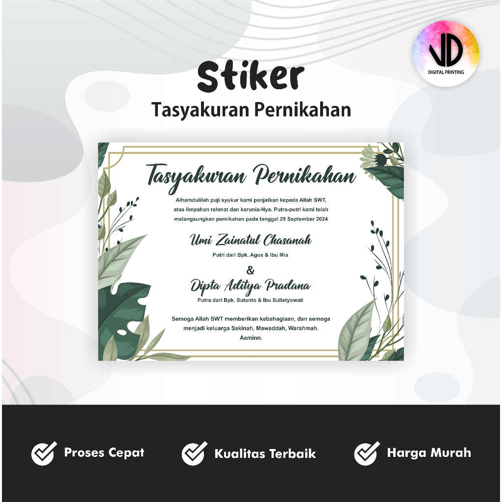 

Stiker Tasyakuran Pernikahan (Stiker Tasyakuran Murah)