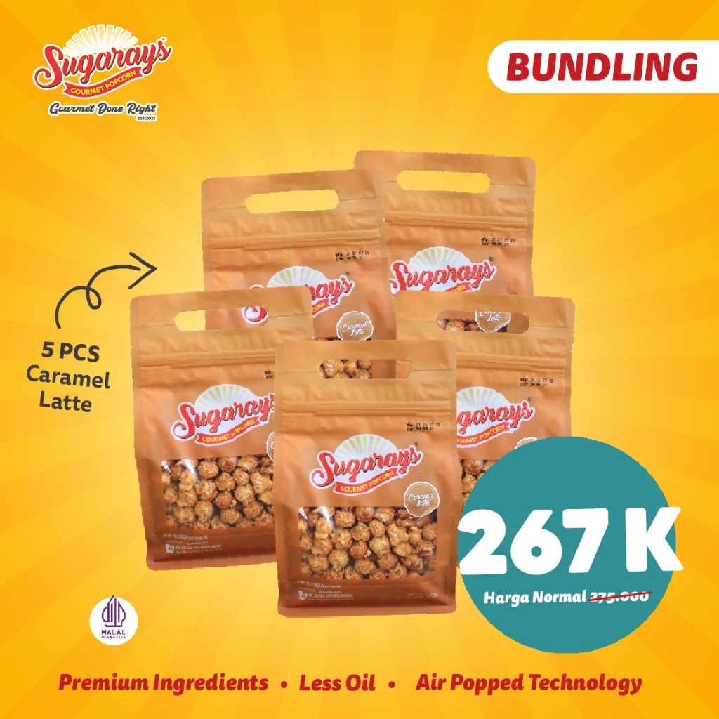 

Sugarays Popcorn Caramel Latte Bundling Isi 5 pcs