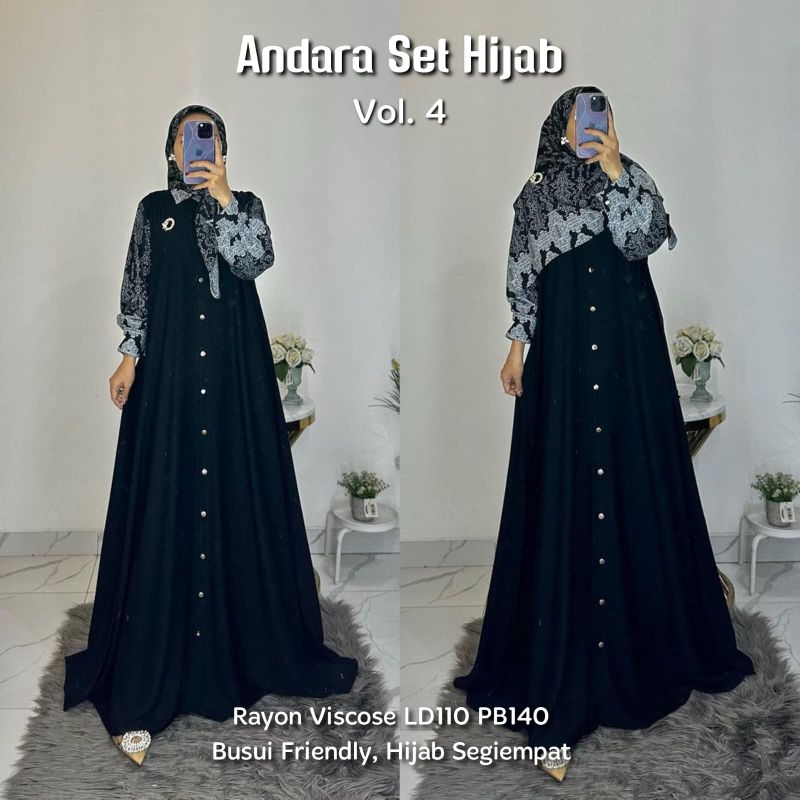 ANDARA SET HIJAB (LABEL SAVNA) | GAMIS SET HIJAB MOTIF BATIK MODERN TERLARIS