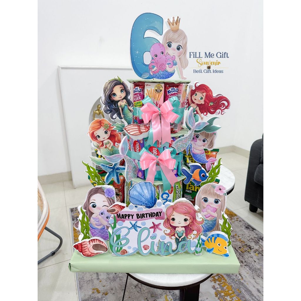 BJ - Mermaid Snack Tart Tower Cake Birthday / Kue Cemilan Snack Ulang Tahun