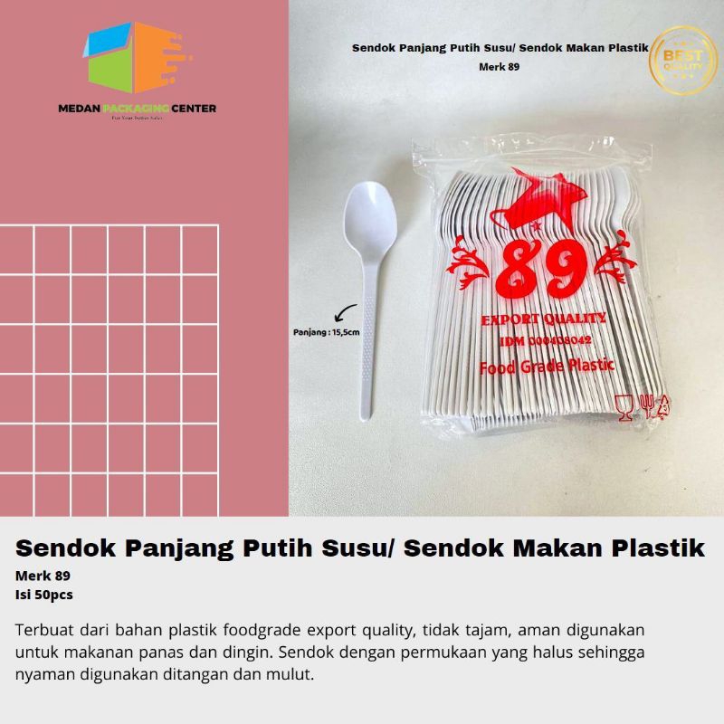 Sendok Plastik Panjang Putih Tebal / sendok makan plastik