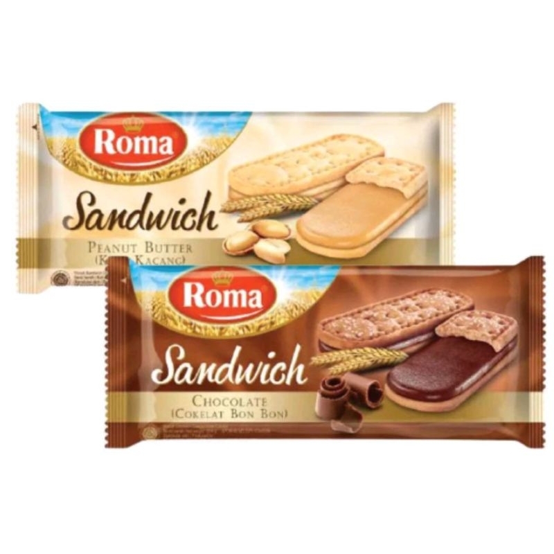 

ROMA SANDWICH BISKUIT CREAM RASA KACANG / COKLAT