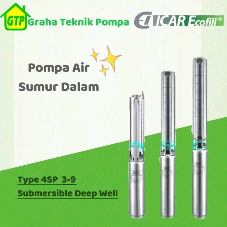 ICAR Ecofill 4SP 3A035/09 Pompa Submersible Deep Well