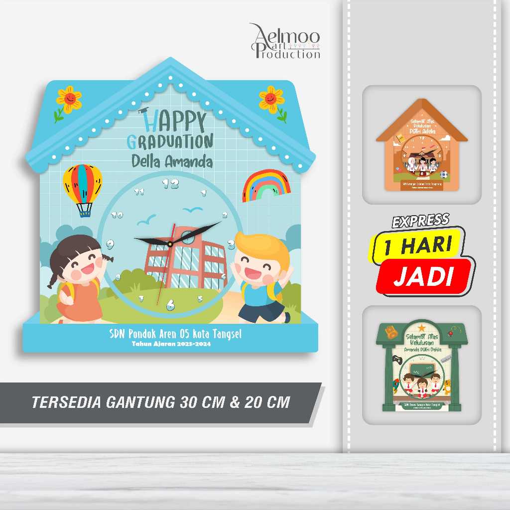 Jam Dinding Kayu Hadiah Kenaikan Kelas Siswa