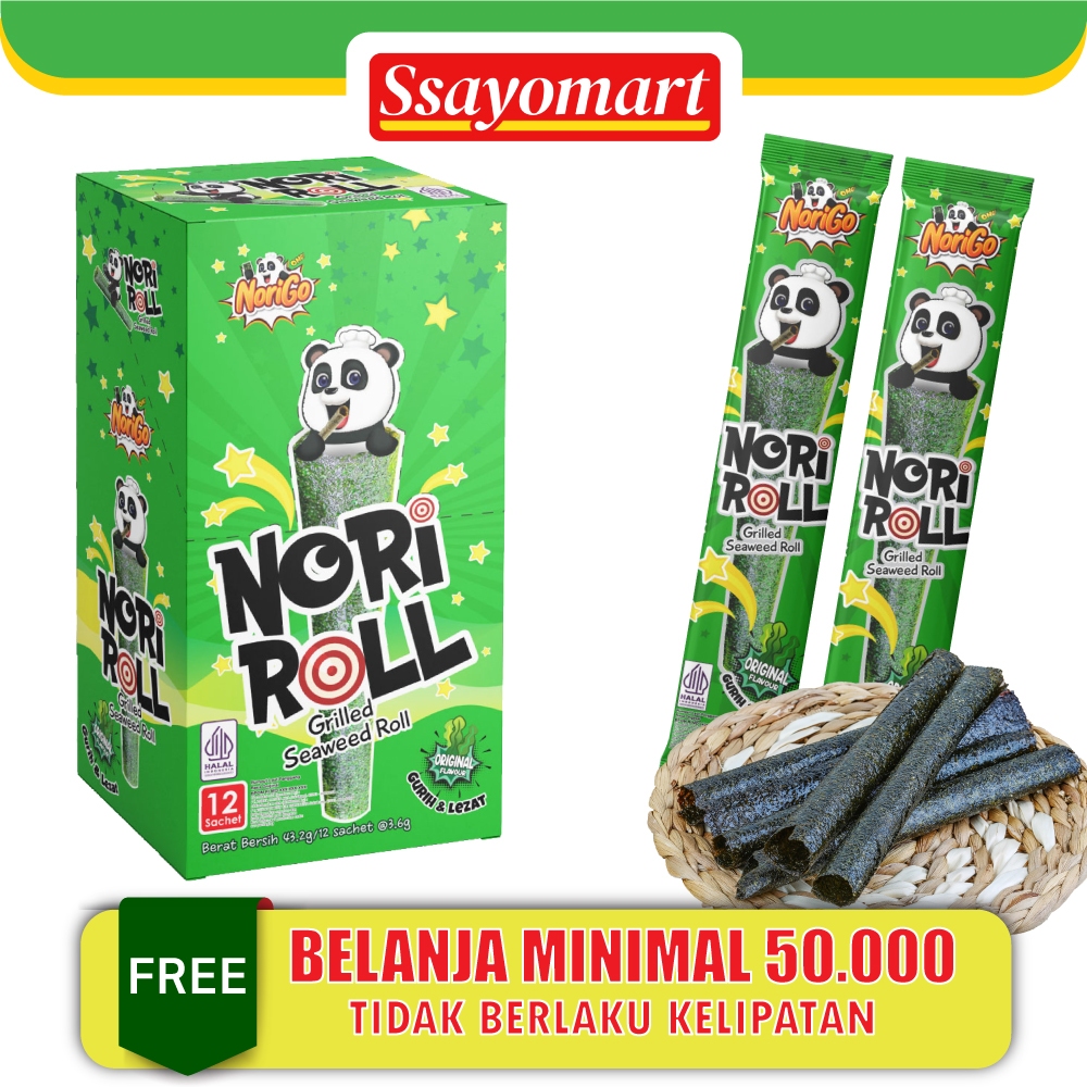 

Snack Nori Roll Grilled Seaweed Roll 1 box isi 12Pcs / Snack Rumput Laut 2.5g