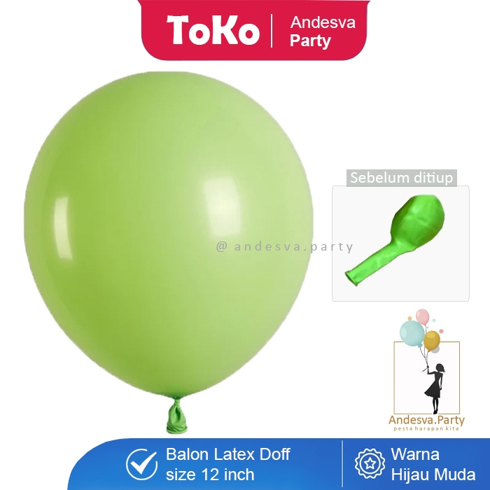 Balon Doff Hijau Muda / Balon Doft Hijau Muda / Balon Warna Hijau Muda / Balon Karet Polos Hijau sof