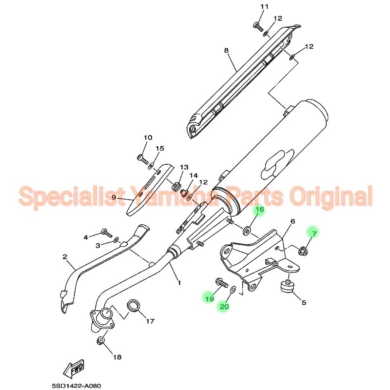 Baut + Ring + Mur Dudukan Knalpot Jupiter Z (Lama) Yamaha Asli YGP