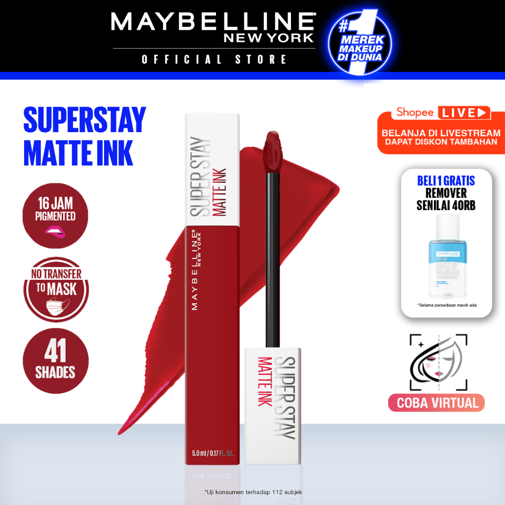 Foto Maybelline Superstay Matte Ink Liquid Long Lasting Waterproof Matte Lipstick Lipcream Make Up Transferproof Tahan 16 Jam Vinyl Ink