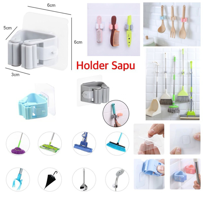Holder Sapu Mop Clip/gantungan hook sapu gantungan sapu pel hook/breket sapu pel/breket serbaguna