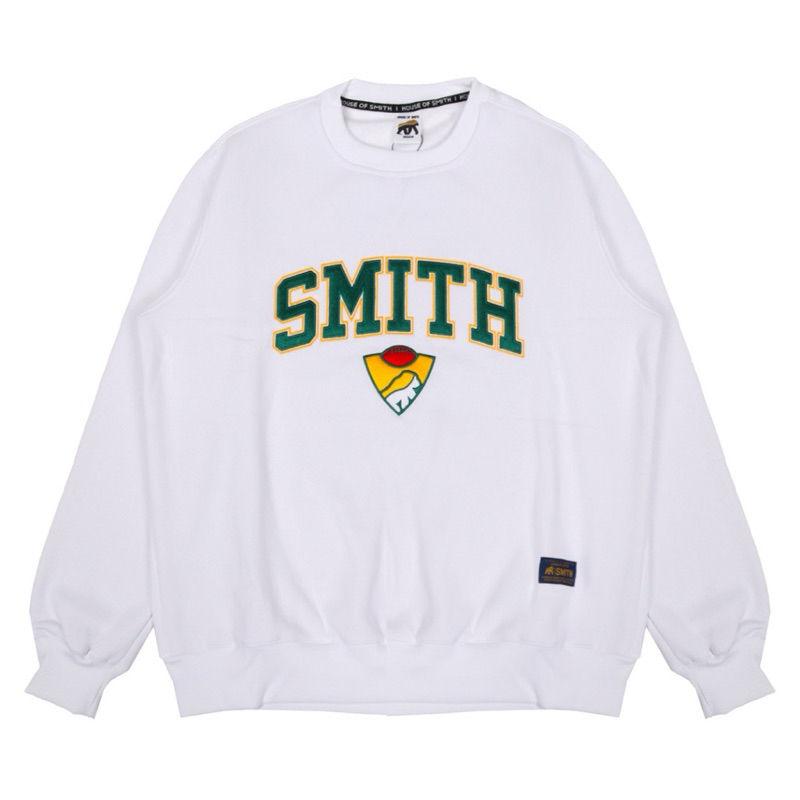 Crewneck House Of Smith Putih - Basic Green Logo Sweatershirt Pria Wanita Unisex