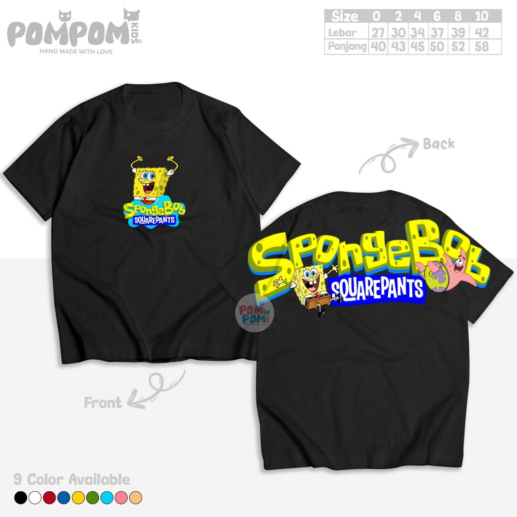 Baju Kaos Anak Spongebob Squarepants Patrick Usia 0 1 2 3 4 5 6 7 8 9 10 11 Tahun Cotton | Atasan An