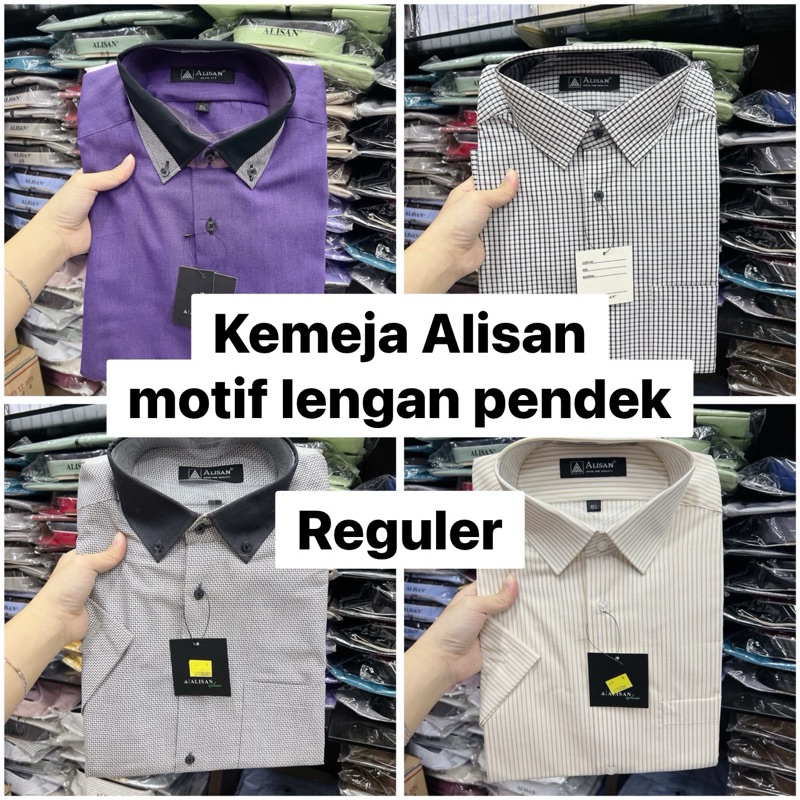 Kemeja Alisan Motif Pria lengan pendek Reguler / Kemeja motif salur / Kemeja kotak kotak / Kemeja Pr