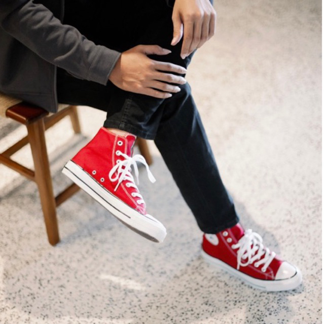 Lucky Star AF1 Hi Red Sepatu Sneakers Canvas Kasual