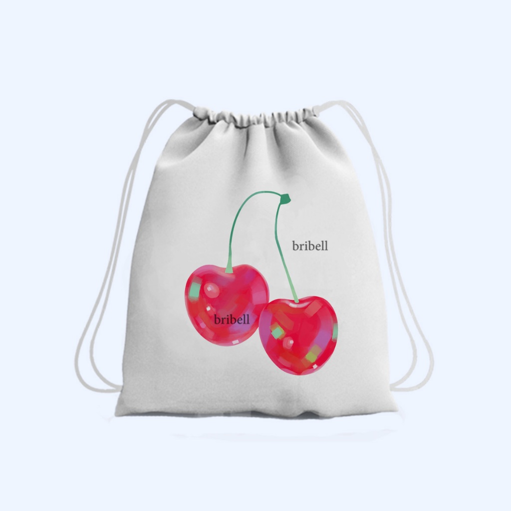 Tas Serut Kanvas String Bag Totebag Sekolah Karakter Cute Warna Putih