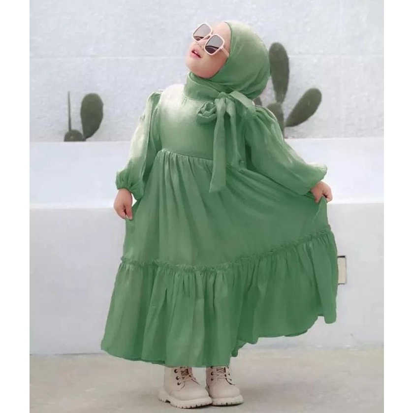 KODE Q14H Arsyila Kids  Jilbab Baju Gamis Muslim Anak Usia dari 59 Tahun Dress Anak Perempuan Bahan Santorini Shimer Termurah COD