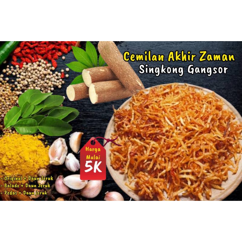 

Cemilan keripik Singkong Gangsor 220 Gram Rasa Pedas Daun Jeruk