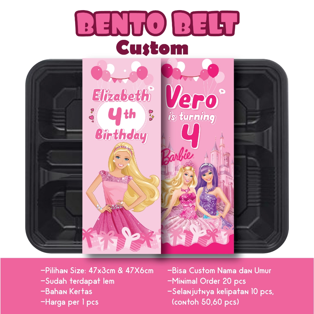 

PAPER BELT BARBIE BENTO BELT CUSTOM NAMA ULANG TAHUN HAPPY BIRTHDAY ULTAH HBD KERTAS UCAPAN STIKER SLINGER TEMPELAN NASI KOTAK MAINAN GAMBAR